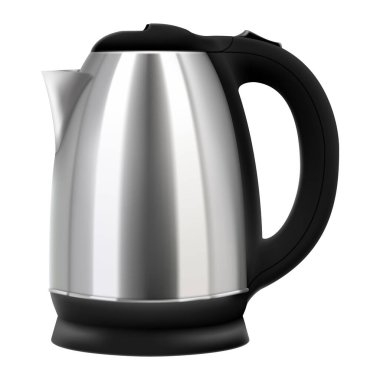 Realistic electric kettle made of metal , isolated 3d vector illustration on white background clipart