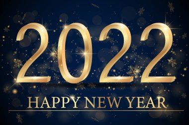 2021 Happy New Year elegant design - vector illustration of golden 2022 logo numbers on balck background - perfect typography for 2022 save the date luxury designs and new year celebration.