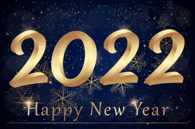 2022 Happy New Year elegant design - vector illustration of golden 2022 logo numbers on balck background - perfect typography for 2022 save the date luxury designs and new year celebration.