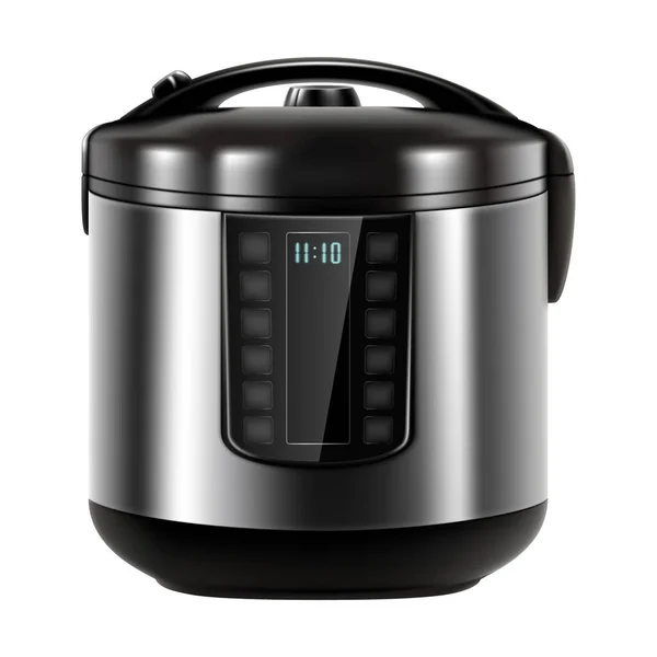 Automatic Multi Cooker Pressure Cooker Isolated White Background Front View — 스톡 벡터