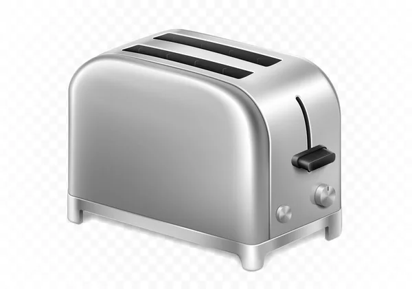 Bright Metallic Glossy Toaster Vector Realistic Illustration Isolated White Background — Archivo Imágenes Vectoriales