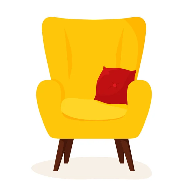 Enkel Zachte Fauteuil Met Kussen Vlakke Stijl Vectorillustratie — Stockvector