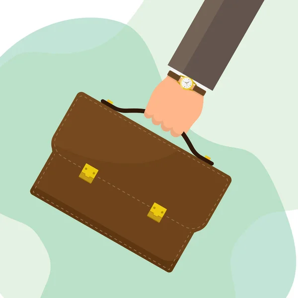 Businessman Hand Holding Briefcase Vector Illustration Flat Design — Wektor stockowy