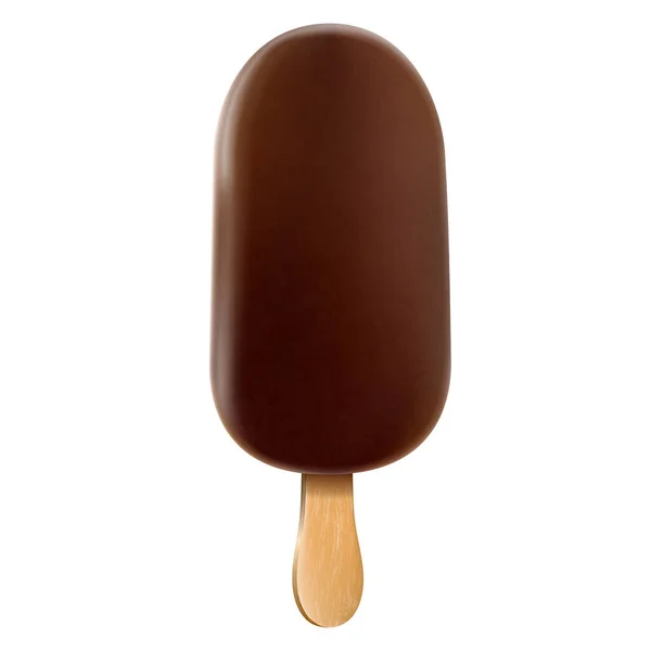 Παγωτό Επικάλυψη Σοκολάτας Παγωτό Σοκολάτας Ένα Ραβδί Γρανίτα Απομονώνονται Λευκό — Διανυσματικό Αρχείο