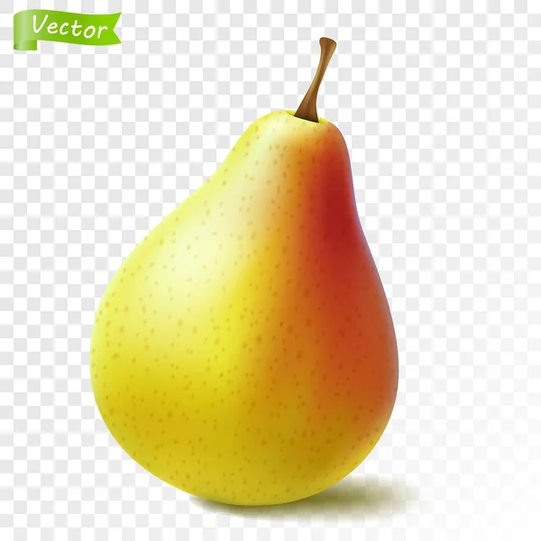 Fresh Yellow Pear Isolated White Background Realistic Vector Illustration — Stockový vektor