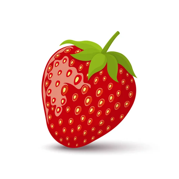 Strawberry Sweet Fruit Flat Style Strawberry Icon Isolated White Background — Stock Vector