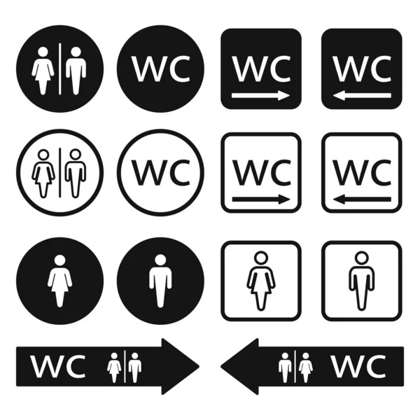 Toilet Icons Set Men Women Signs Restroom Direction Arrow Symbol — Stock Vector