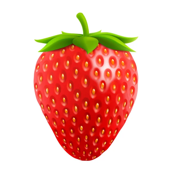 Whole Strawberry Fresh Red Ripe Berry Isolated White Background Realistic — Stockvektor