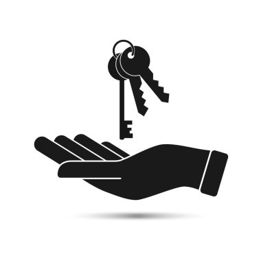 hand with keys black icon on white background isolated vector