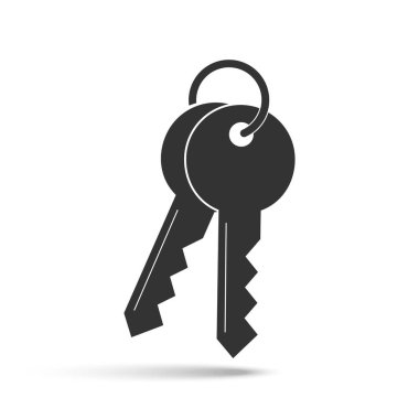 Gray two Keys with shadow vector icon.