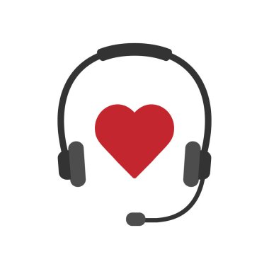 Headphones and heart shape on white background
