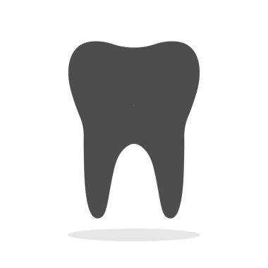 Tooth icon with long shadow. Flat design style.