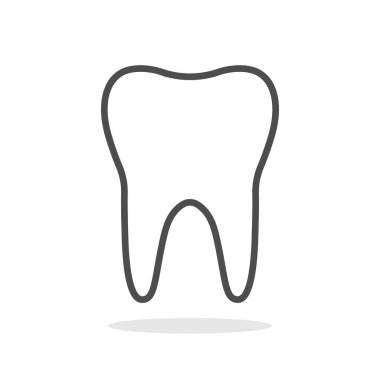 Tooth icon with long shadow. Flat design style.