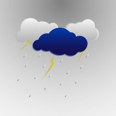 Abstract vector drawing storm cloud and rain.
