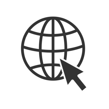Globe vector icon with arrow flat design