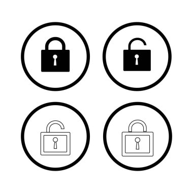 Set of locks icons, round icon, vector isolated on white background