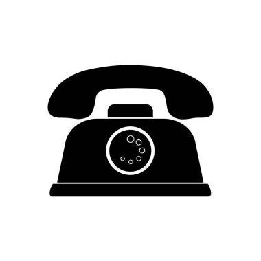 wired telephone, black icon vector isolated on white background