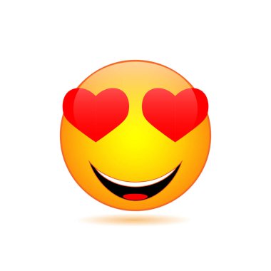Smiling emoticon face with heart eyes vector image