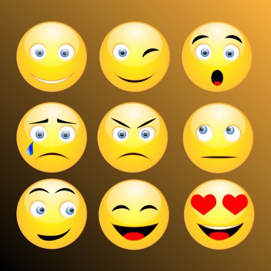 set of emoticons, isolated illustration vector flat design