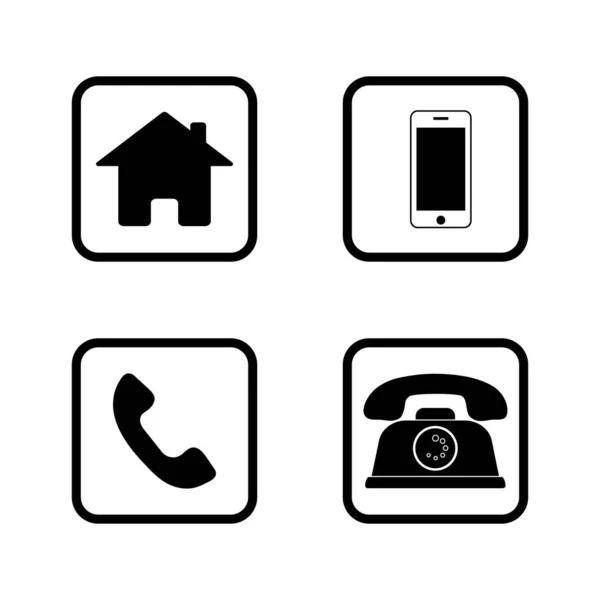 Εικονίδια Σπίτι Τηλέφωνο Κινητό Επίπεδη Διανυσματική Σχεδίαση — Διανυσματικό Αρχείο