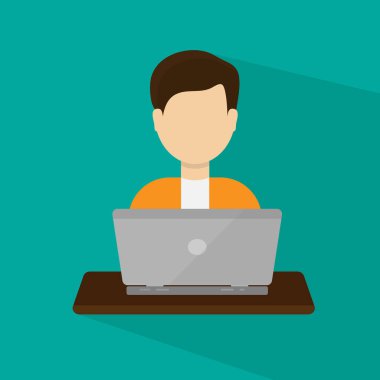 Man working with laptop vector