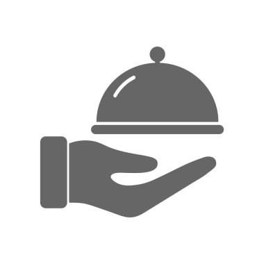 Restaurant Black gray Icon, Serving tray sign.