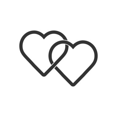 Two hearts line icon - vector simple heart symbol or love sign.