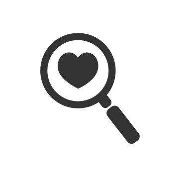 heart search icon isolated on white background