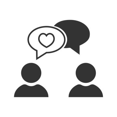 people talking with speech bubble sign with hearts signs. Vector illustration Icon Isolated on White Background.
