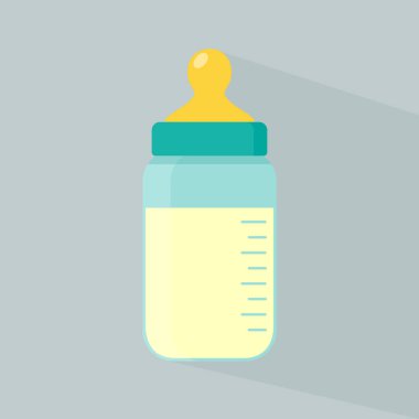 Flat modern design with shadow, SEO. Icons mobile applications and web design. Working optimization: baby bottle
