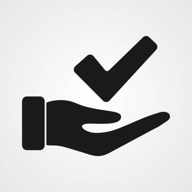 checkmark on hand web icon. vector