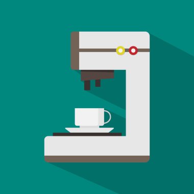 coffee machine flat icon with shadow