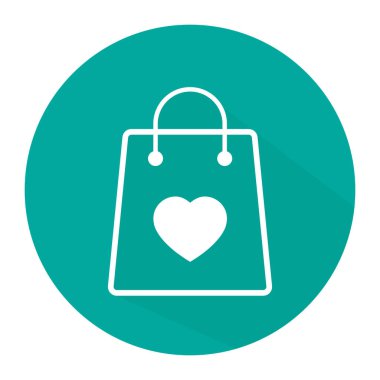 Shopping bag with heart line icon, outline vector sign