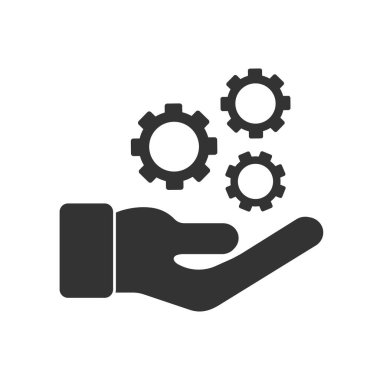 hand and gear vector Line icon isolated on white background