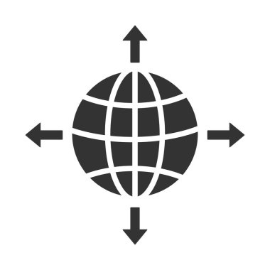 Globe with arrows vector icon isolated on white background