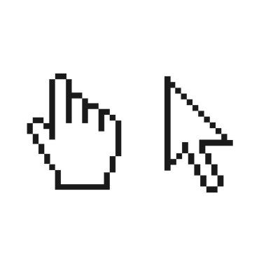 arrow cursor Realistic glossy pixel on white background vector.