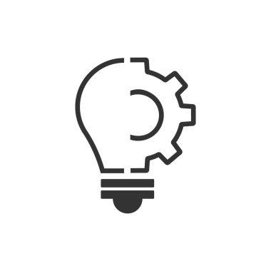 Logo with a half of light bulb and gear isolated on white background.