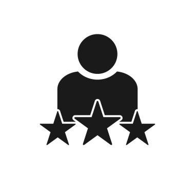 rating icon silhouette men with stars, Best employees line icon. People, team, star. Human resource concept. Vector illustration