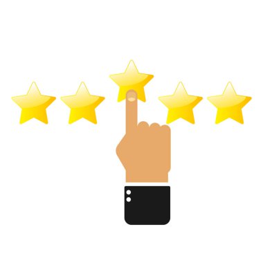 star rating with hand Simple rounded With outlines makes the stars pop out from background