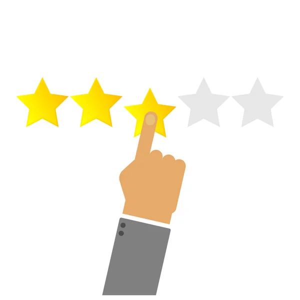 Star Rating Hand Simple Rounded Outlines Makes Stars Pop Out — Vector de stock