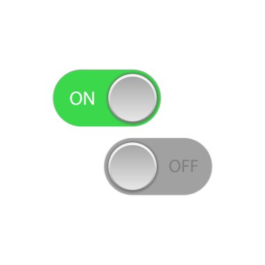 On And Off Green Toggle Switch Slider Buttons.vector illustration