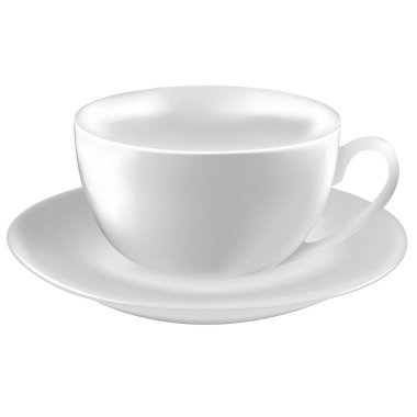 Empty teacup on saucer. Vector realistic image