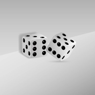 Vector illustration of white realistic game dice .Casino dices icon . vector illustration.