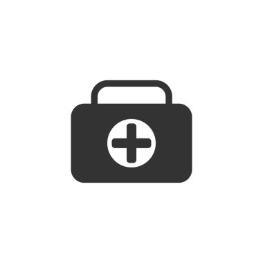 İlk yardım kiti simgesi, vektör işareti beyaz arkaplanda izole edildi