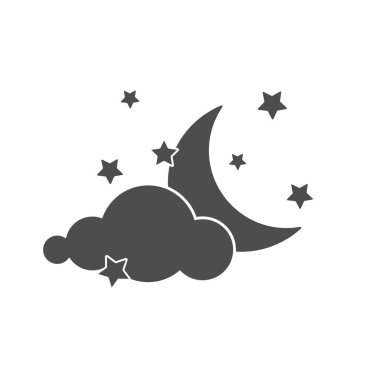 Bulut simgesiyle Ay ve yıldızlar