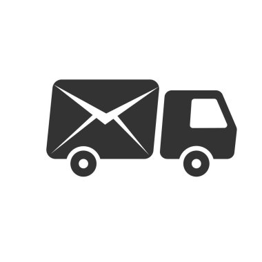 mail delivery car, post car icon, vector image