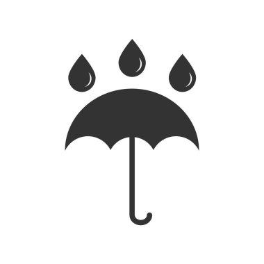 Black opened umbrella symbol with rain drops