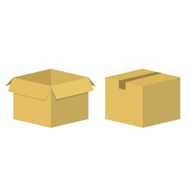 Cardboard parcel. Box package vector flat icons