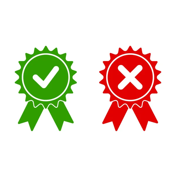 Approve Reject Medal Vector Icons Flat — Stock Vector