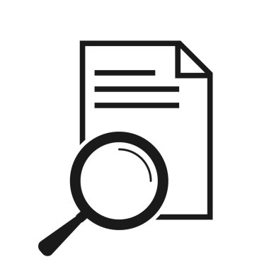 Büyüteç - arama belge. Vektör çizim.